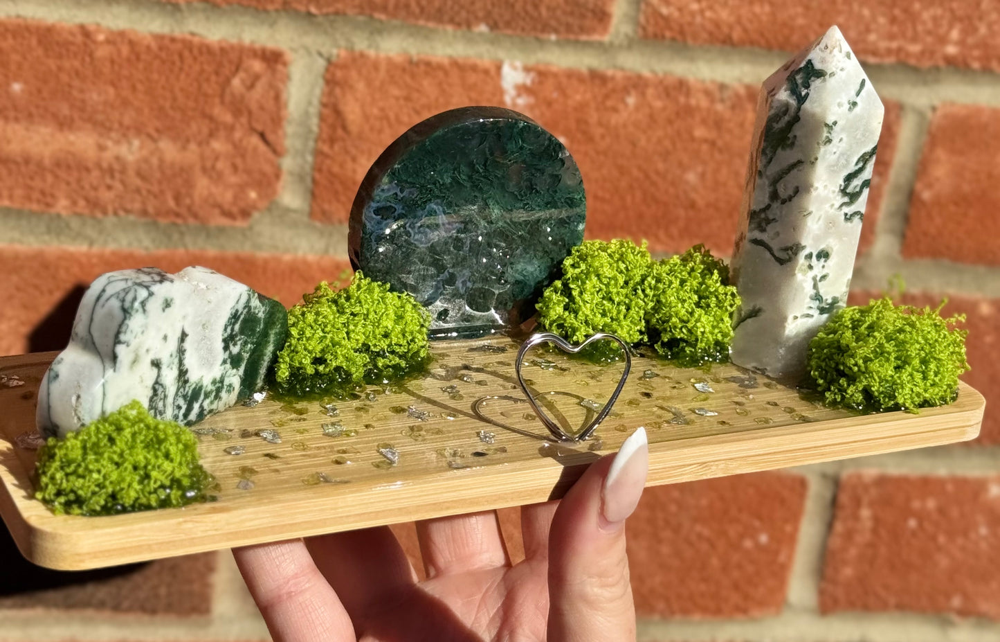 Moss Agate Tarot Card Holder Tray