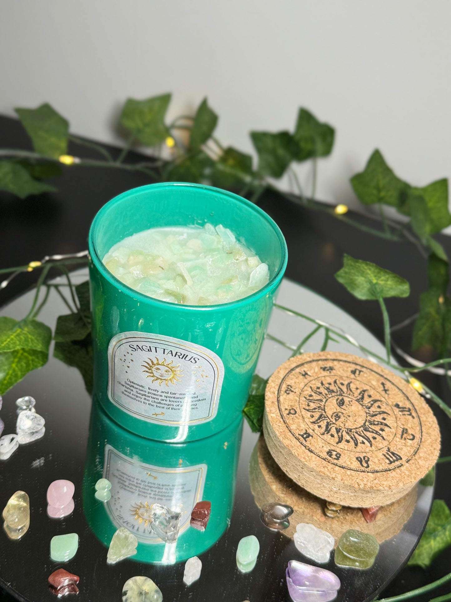 Sagittarius Gemstone Candle with Crystal Chips