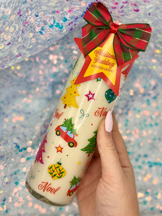 Christmas Pudding Festive Tube Candle