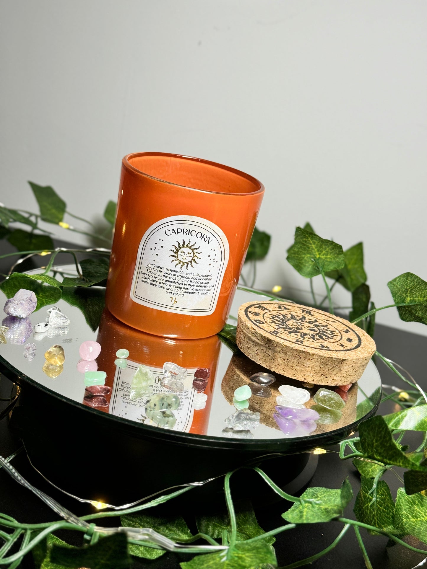 Capricorn Gemstone Candle with Crystal Chips