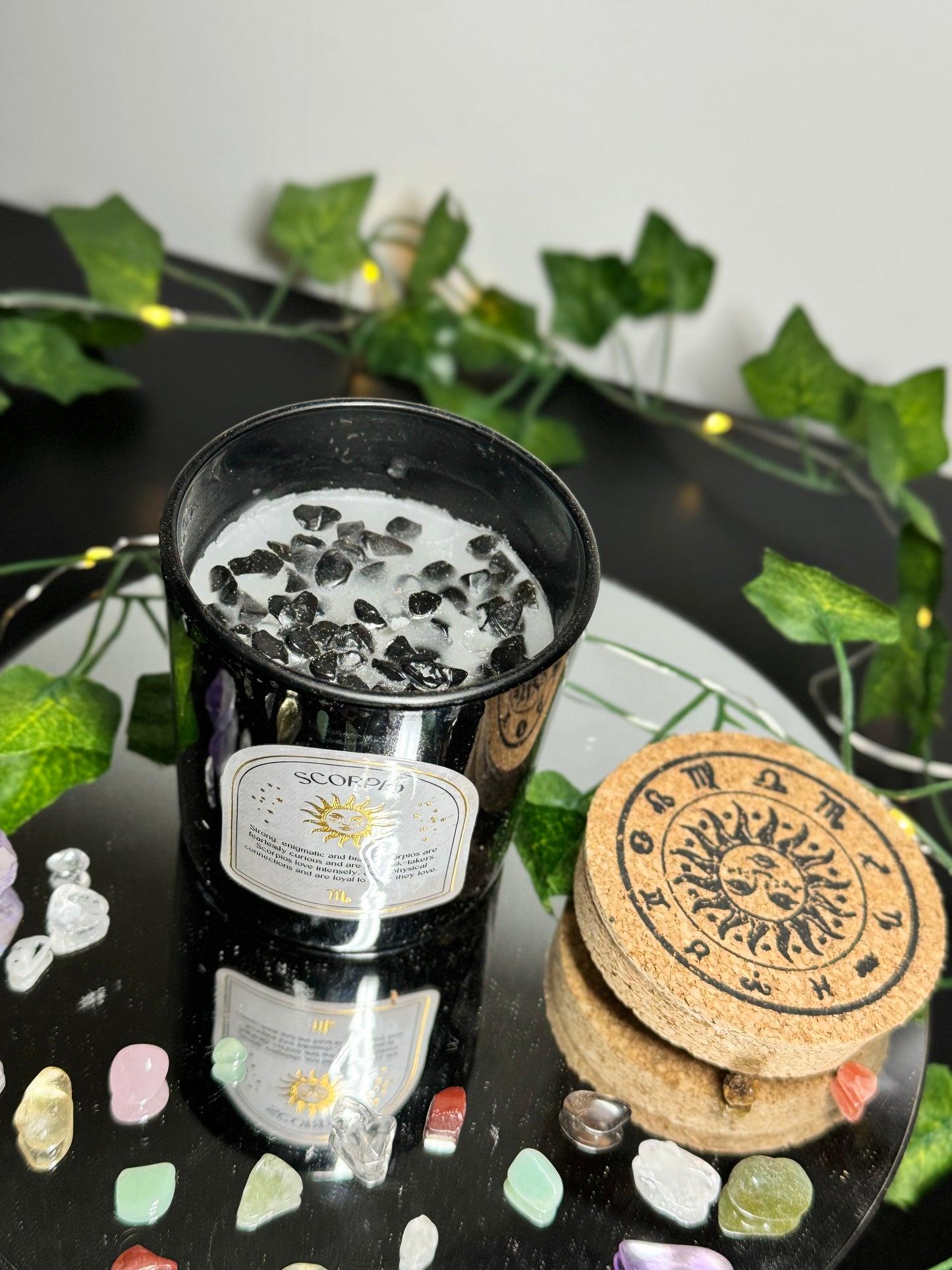 Scorpio Gemstone Candle with Crystal Chips