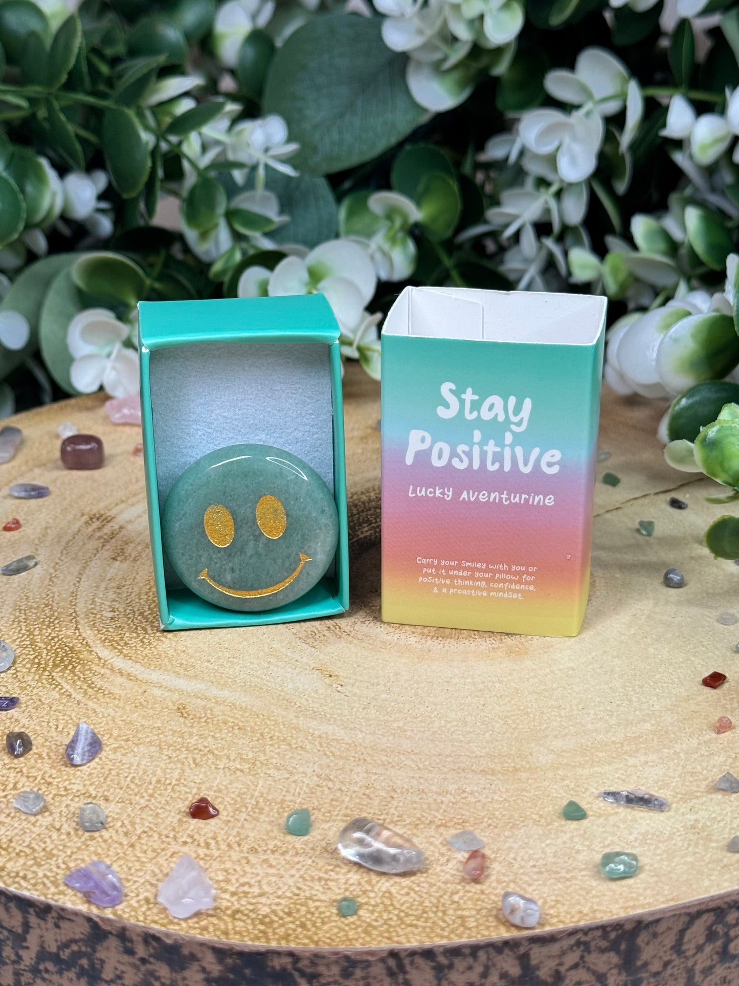 Stay Positive - Green Aventurine Smiley Face