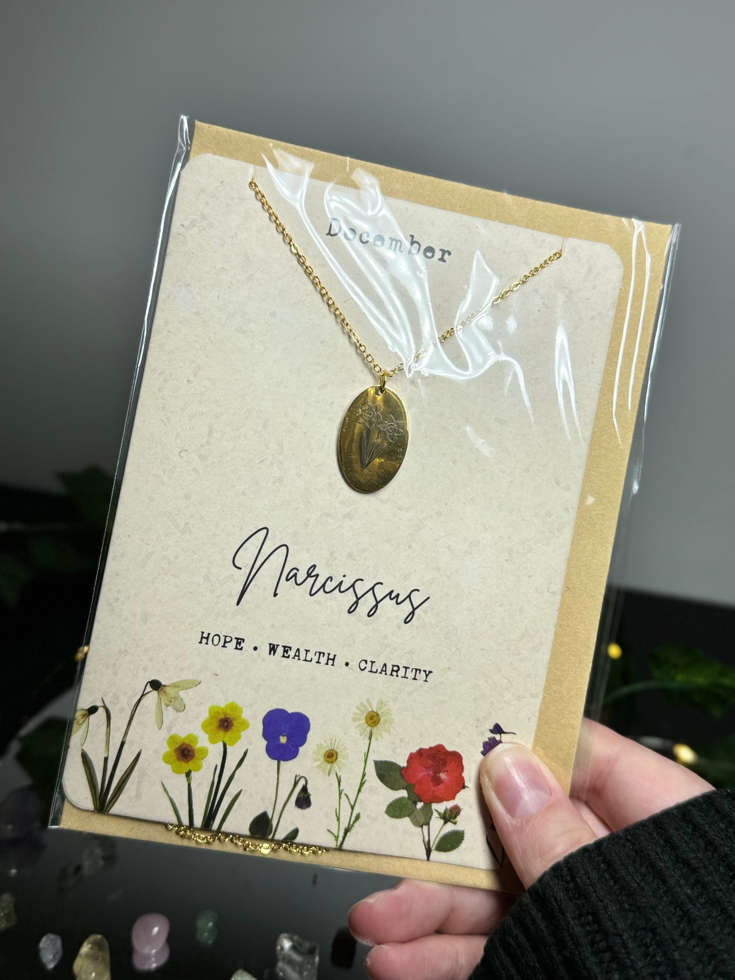 December Flower Month Necklace