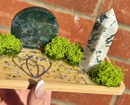 Moss Agate Tarot Card Holder Tray