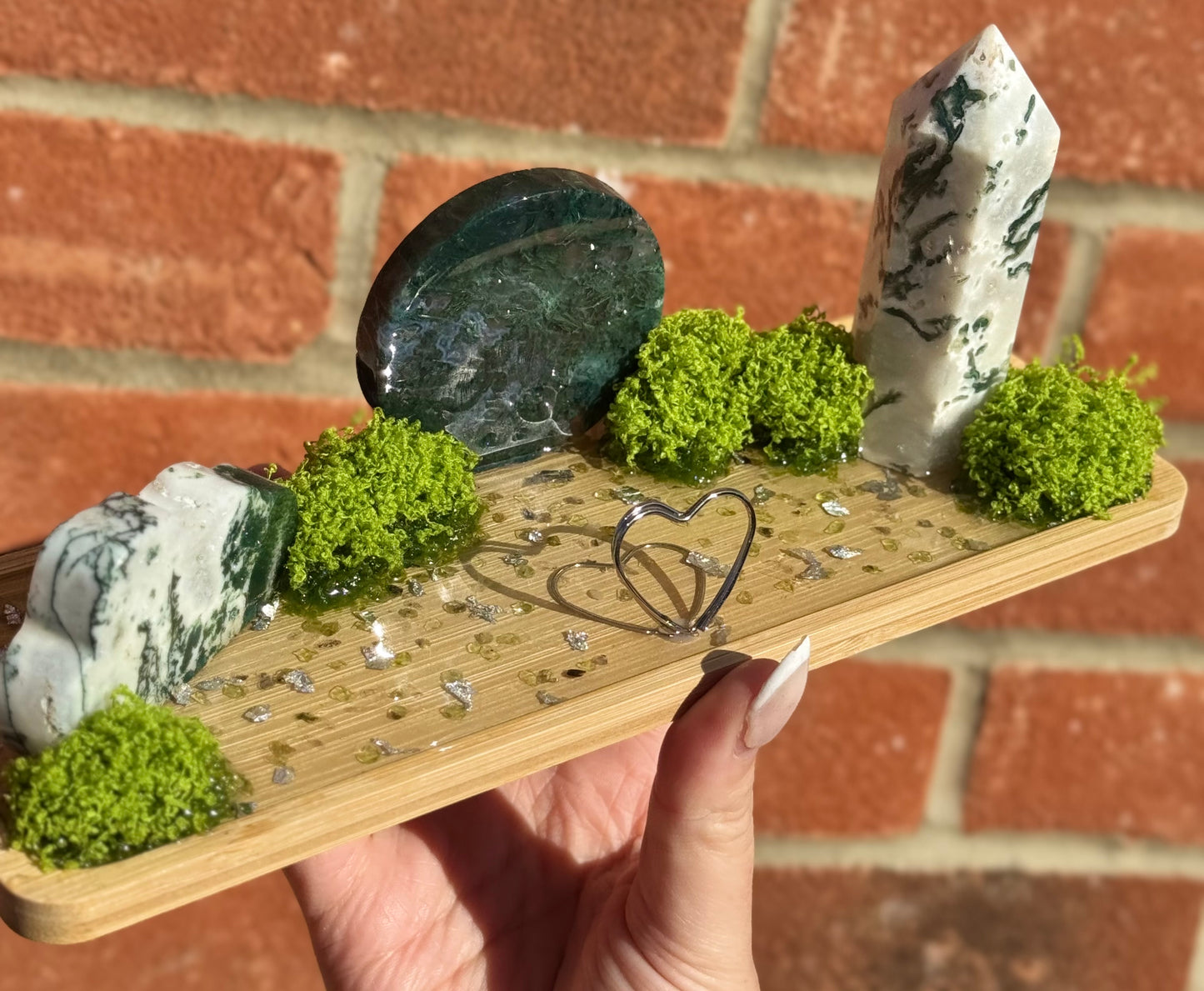 Moss Agate Tarot Card Holder Tray