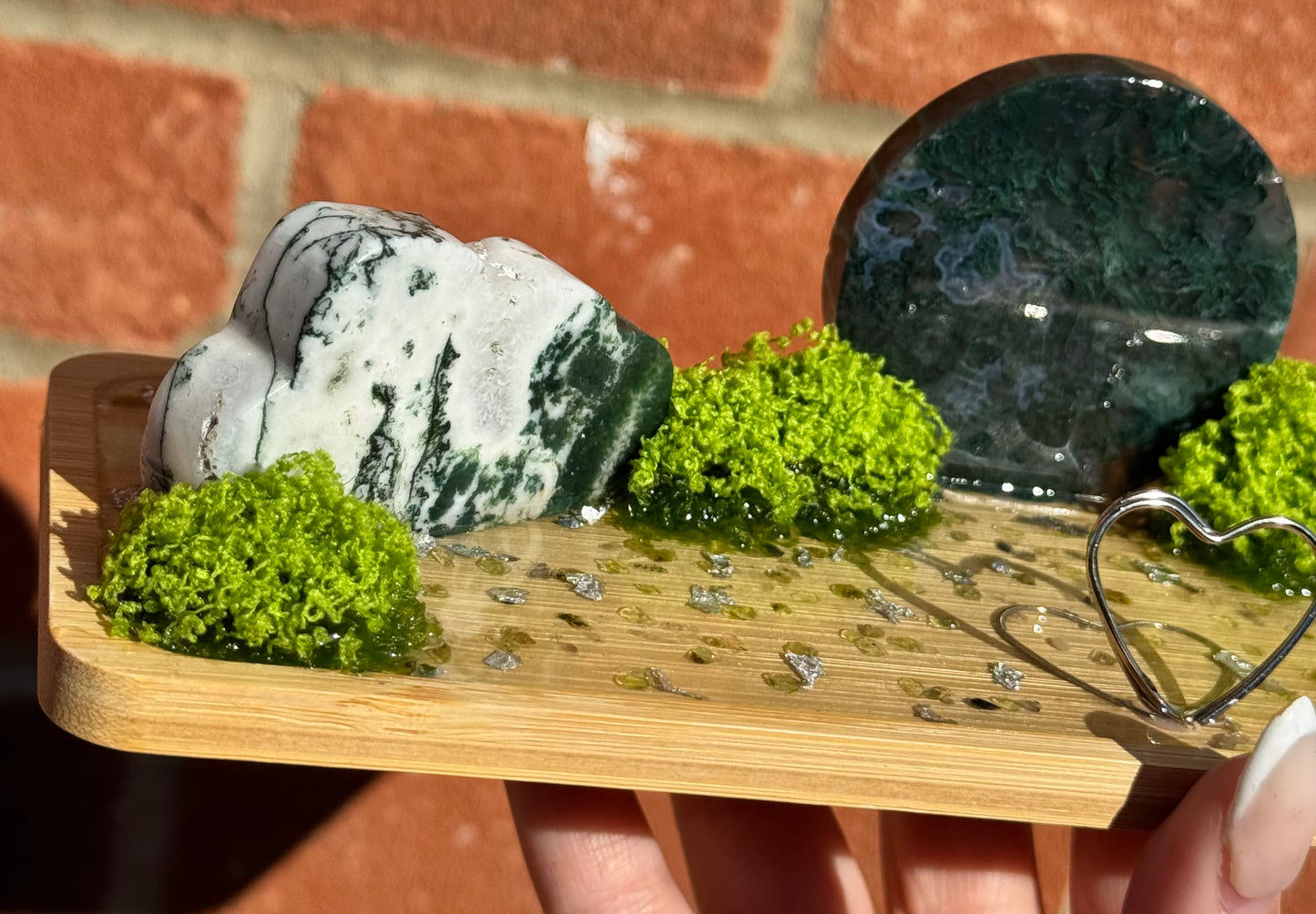 Moss Agate Tarot Card Holder Tray