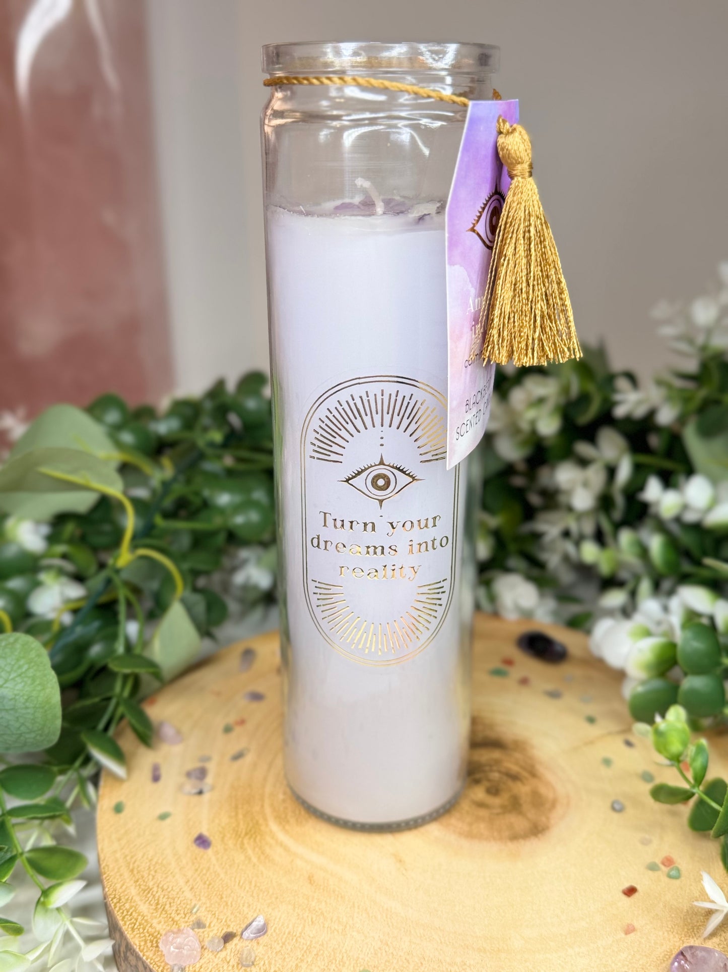 Tall Manifestation Candle - Amethsyt