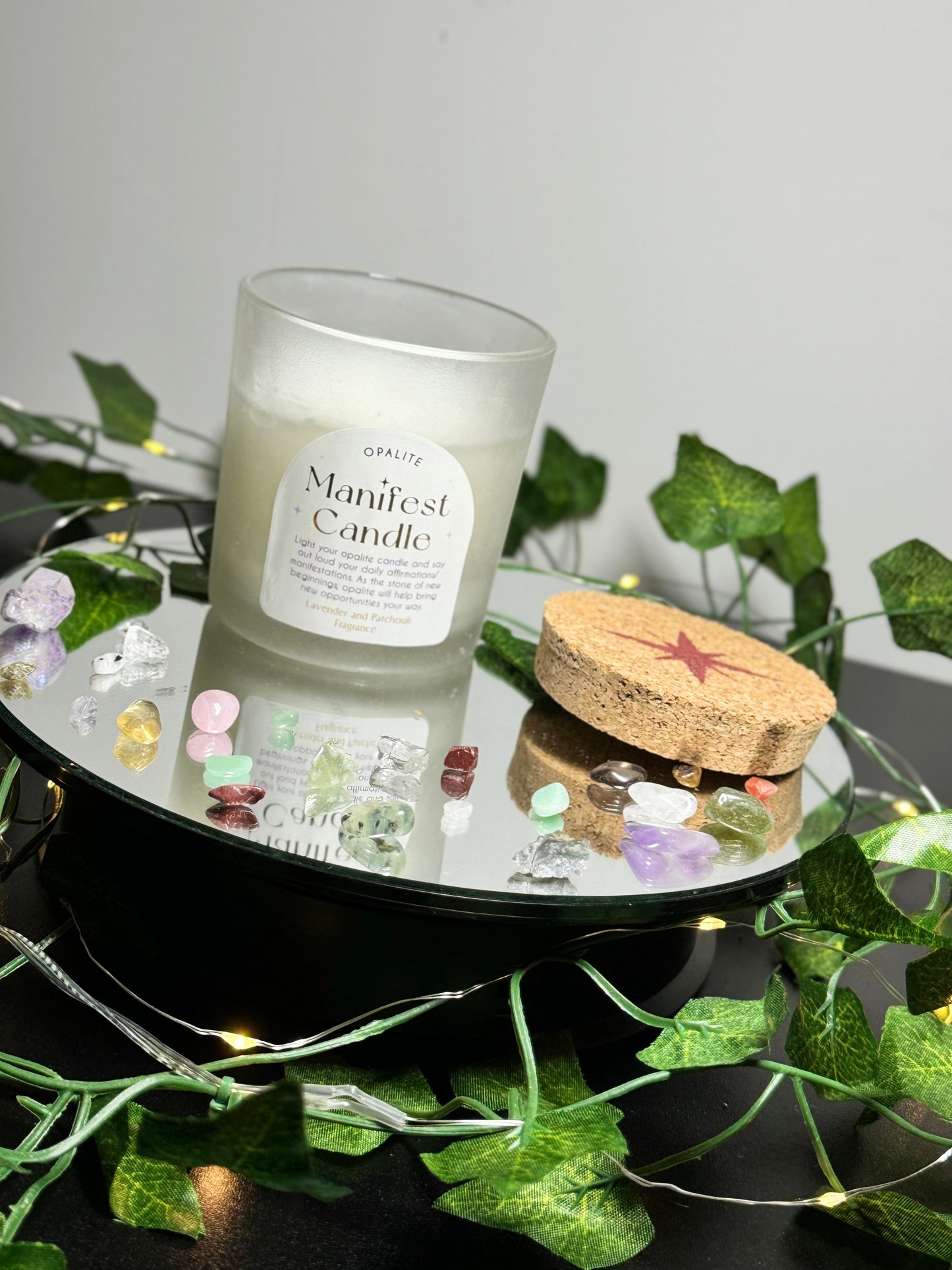 Opalite Lavender and Patchouli Scented Manifestation Candle