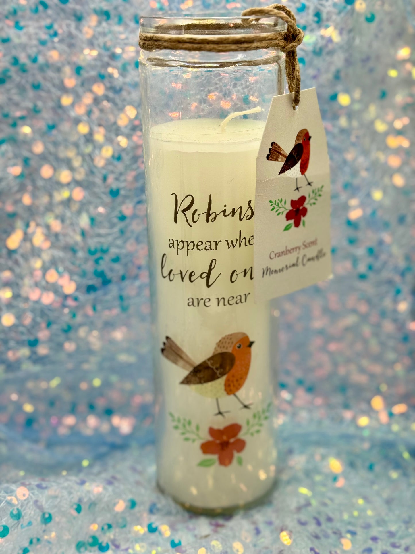 Memorial Scented Tube Candle ‘Robins appear when loved ones are near’