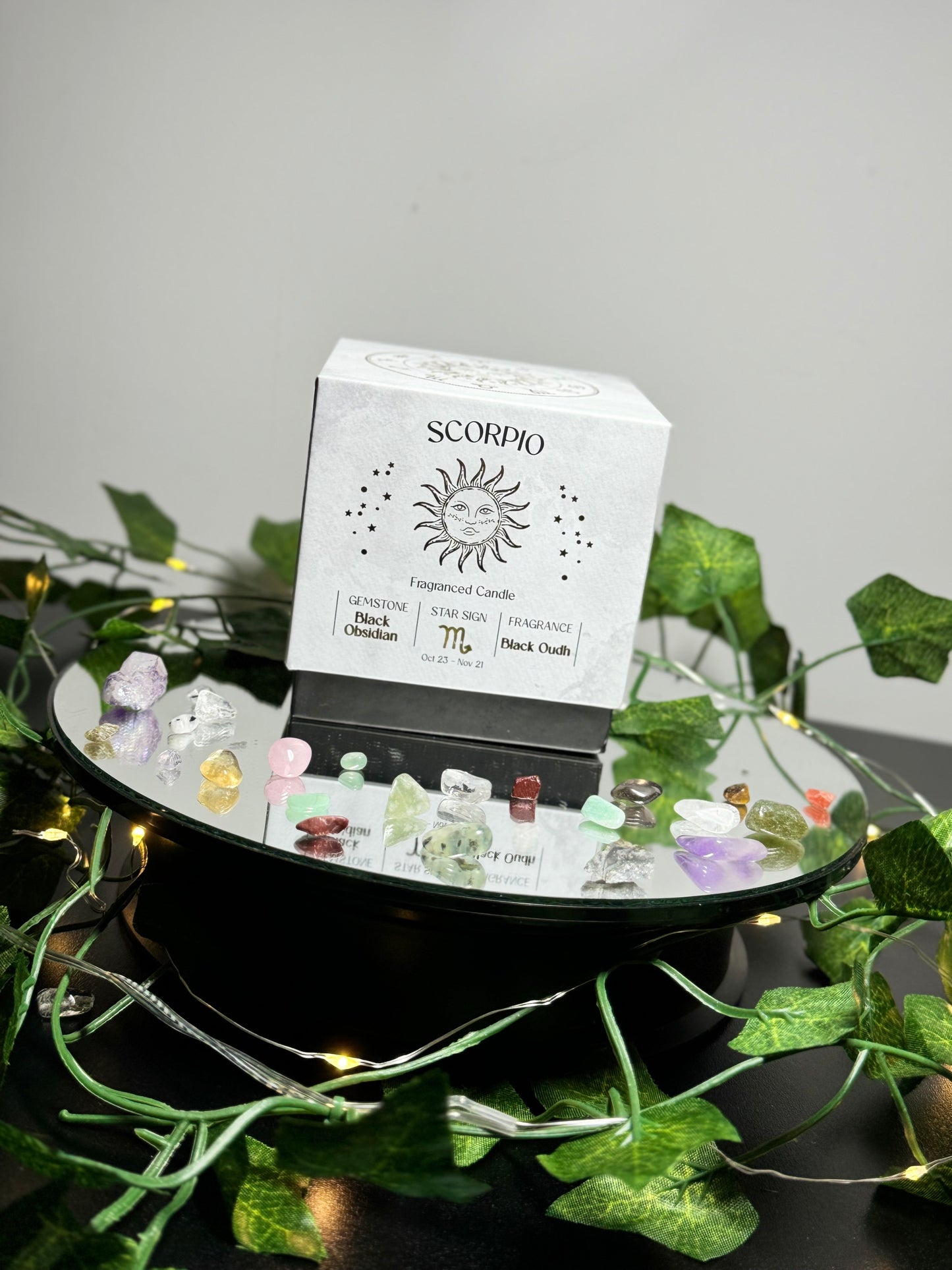 Scorpio Gemstone Candle with Crystal Chips