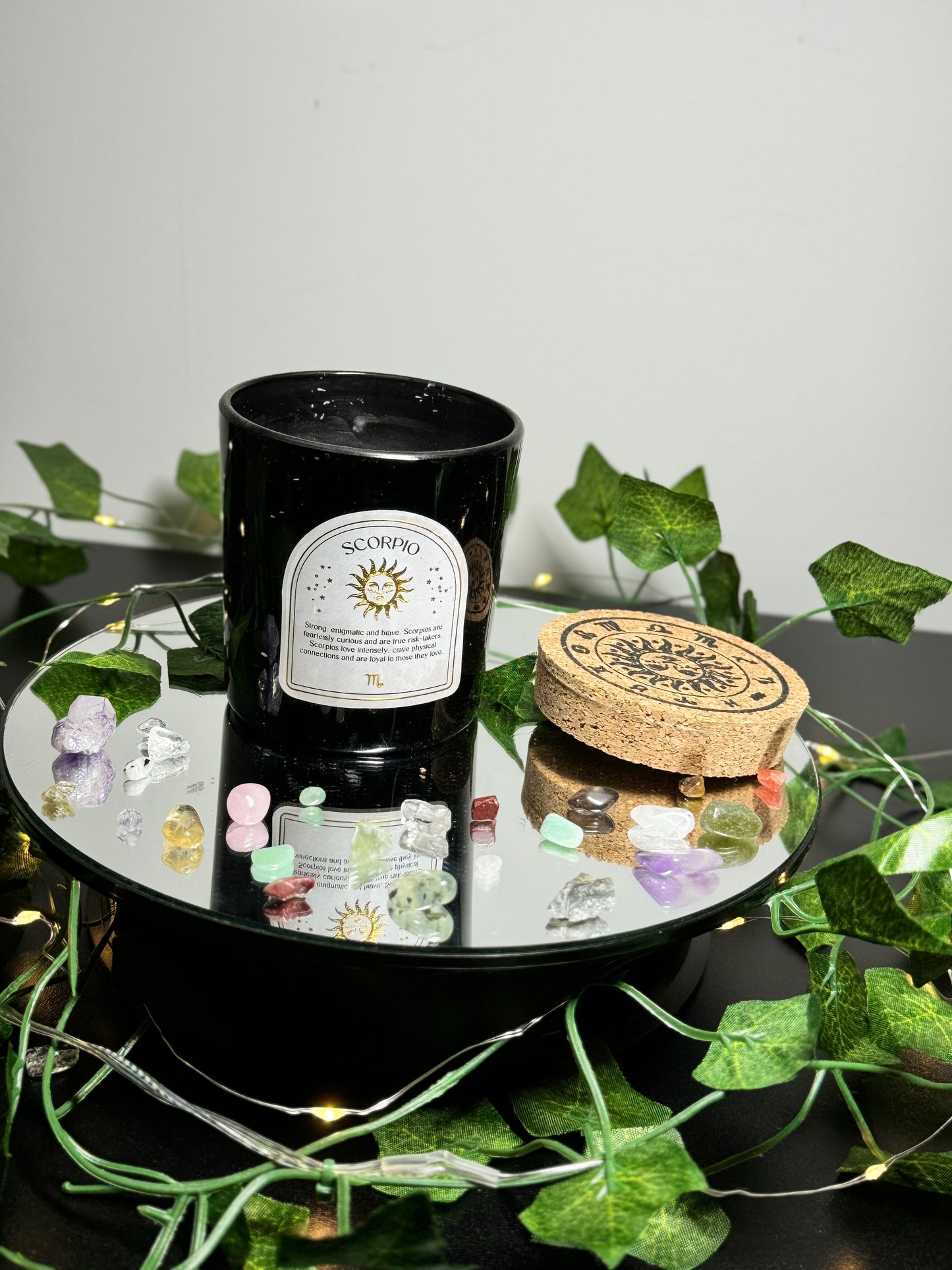 Scorpio Gemstone Candle with Crystal Chips