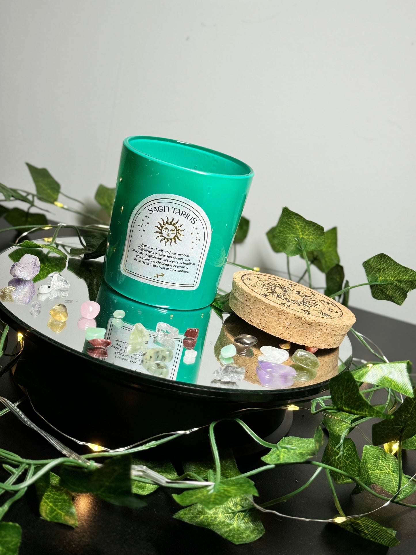 Sagittarius Gemstone Candle with Crystal Chips
