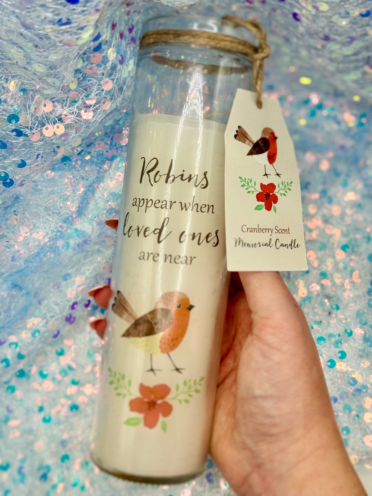 Memorial Scented Tube Candle ‘Robins appear when loved ones are near’