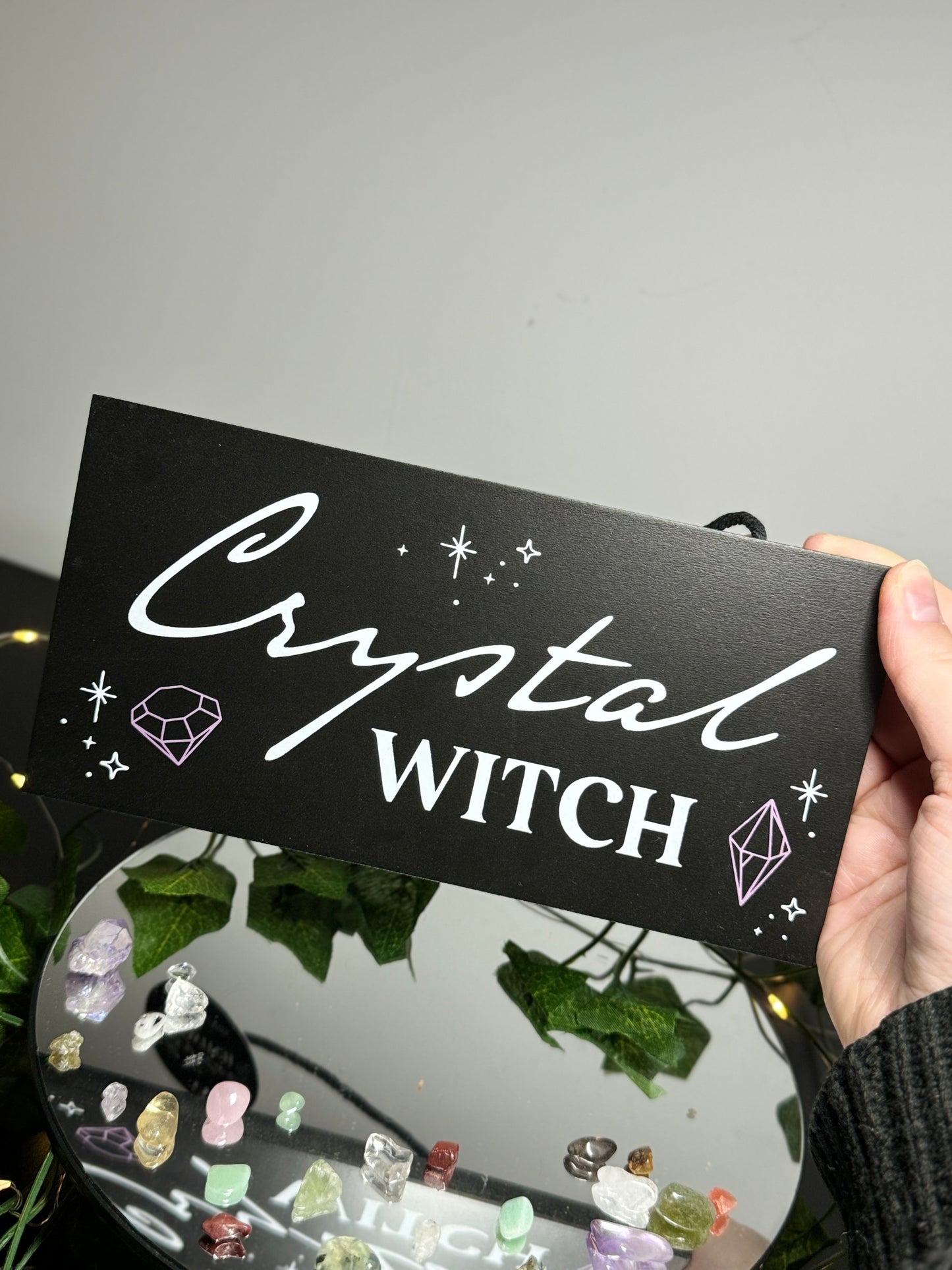 Crystal Witch hanging sign
