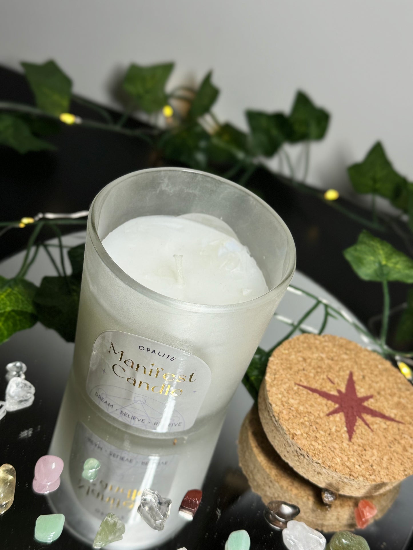Opalite Lavender and Patchouli Scented Manifestation Candle