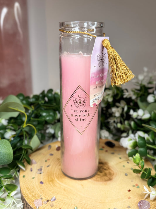 Tall Manifestation Candle - Rose Quartz