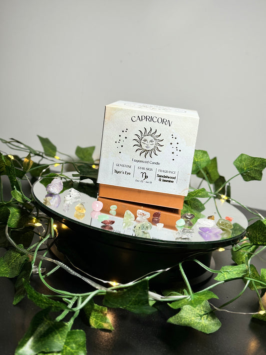Capricorn Gemstone Candle with Crystal Chips