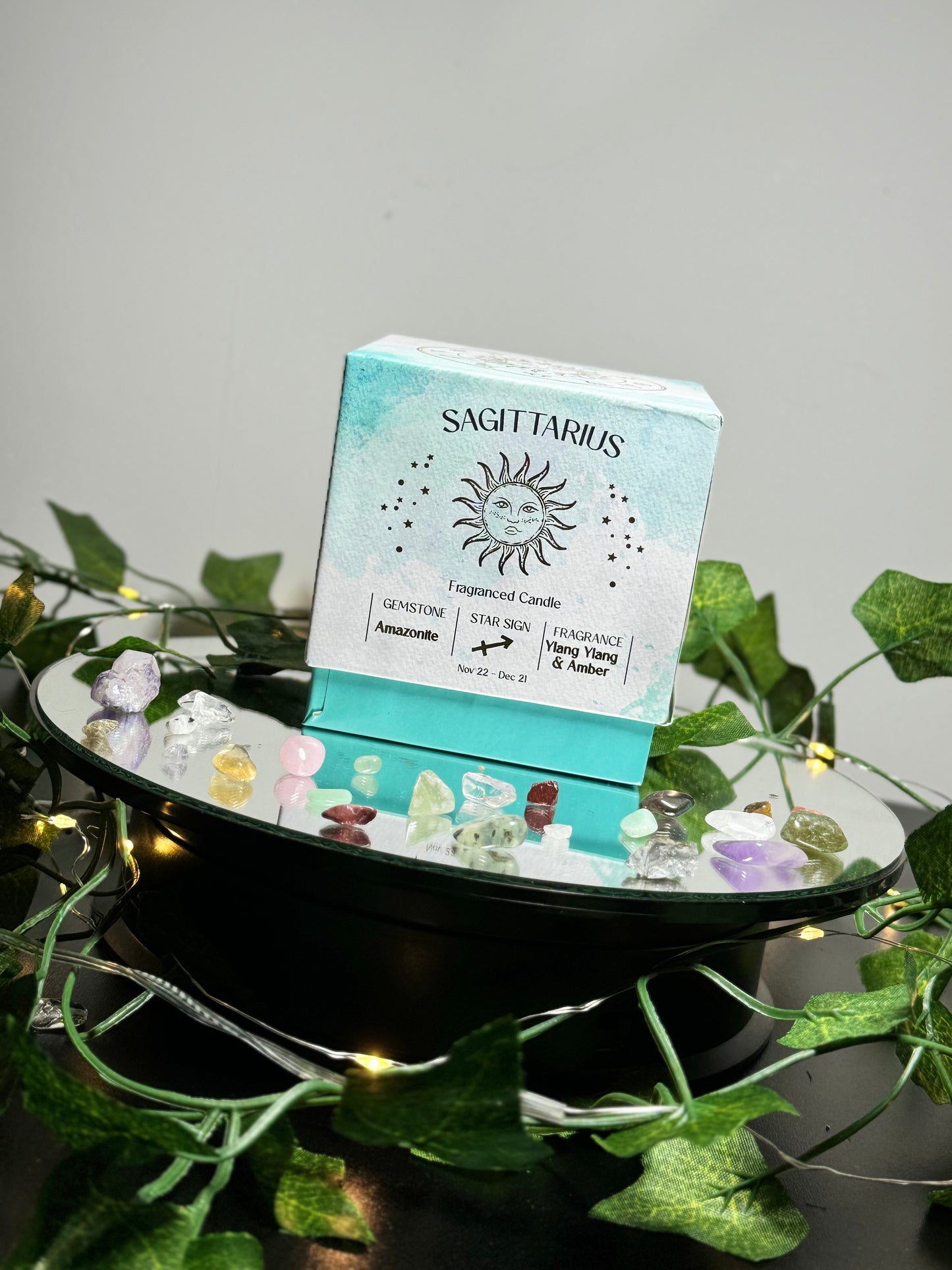 Sagittarius Gemstone Candle with Crystal Chips