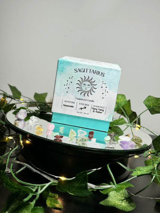 Sagittarius Gemstone Candle with Crystal Chips